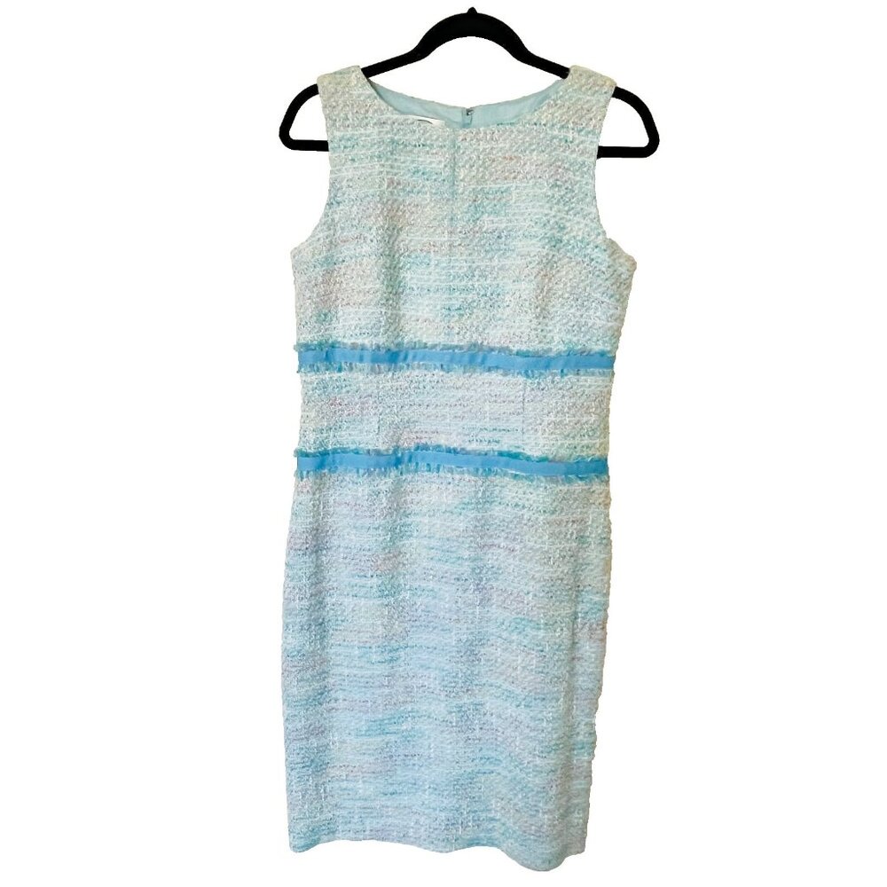 TALBOTS Women’s 10 Light Blue Pastel Tweed Shift Dress